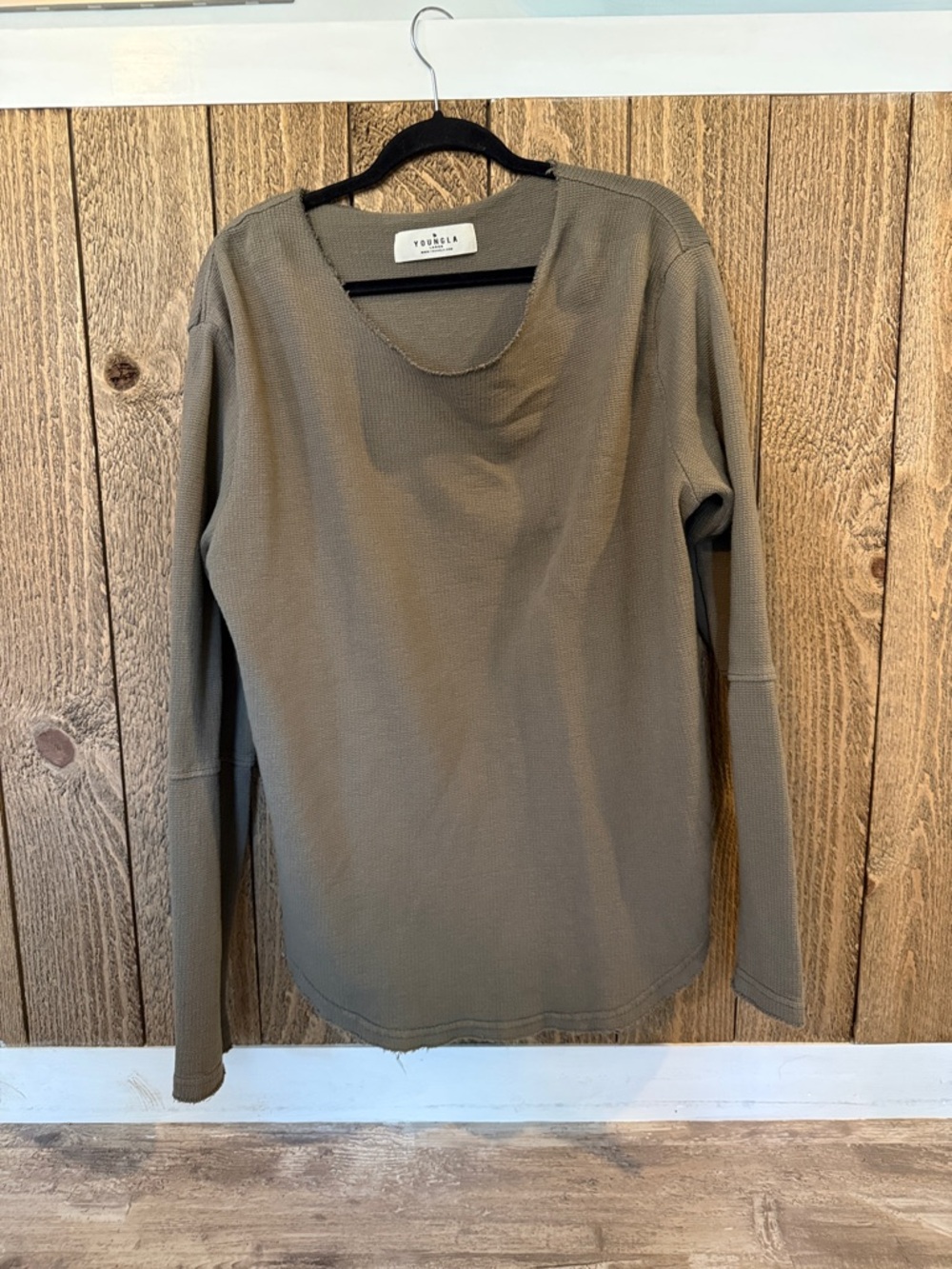 YoungLA Men's Reign Everyday Olive Green Long Sleeve Shirt~ Size: Large